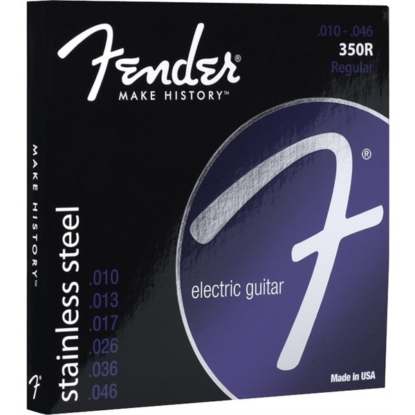Fender 730350406 - Stainless 350's Guitar Strings Set Stainless Steel Ball End 350R Gauges .010-.046