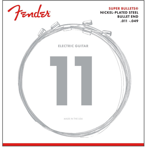 Fender 733250408 - Super Bullet® Strings Nickel Plated Steel Bullet End 3250M Gauges .011-.049 Set