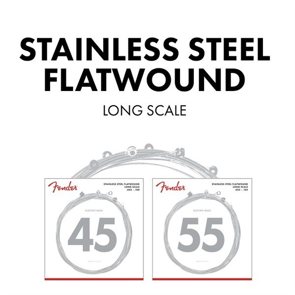 Fender 739050403 - Stainless 9050's Bass Strings Set Stainless Steel Flatwound 9050L .045-.100 Gauges