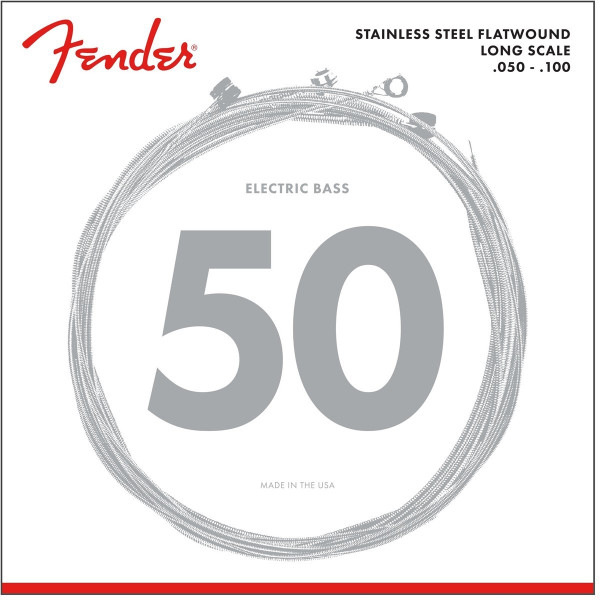 Fender 739050405 - Stainless 9050's Bass Strings Set Stainless Steel Flatwound 9050ML .050-.100 Gauges