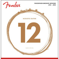 Fender 730060403 - Phosphor Bronze Acoustic Guitar Strings, Ball End, 60L .012-.053 Gauges, (6)
