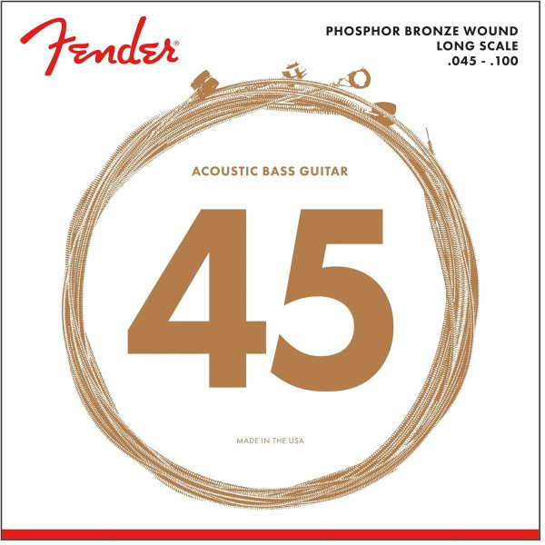 Fender 738060400 - 8060 Acoustic Bass Strings Set Phosphor Bronze Long Scale .45-.100 Gauges