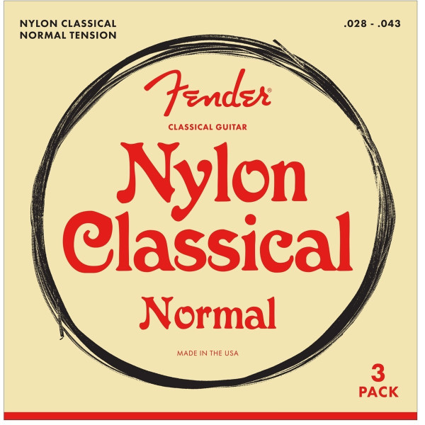 Fender 730100300 - Nylon Acoustic Strings Set 100 Clear/Silver Tie End Gauges .028-.043 3-Pack