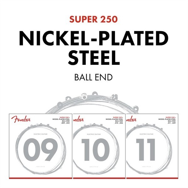 Fender 730250402 - Super 250 Guitar Strings Set Nickel Plated Steel Ball End 250XS Gauges .008-.038