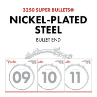 Fender 733250403 - Super Bullet® Strings, Nickel Plated Steel, Bullet End, 3250L Gauges .009-.042, (6)