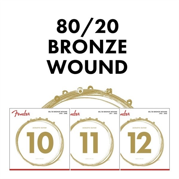 Fender 730070402 - 80/20 Bronze Acoustic Strings, Ball End, 70XL .010-.048 Gauges, (6)