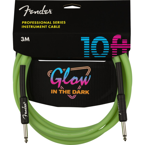 990810119 - Fender Professional Glow in the Dark Cable, Green, 10'(3m)