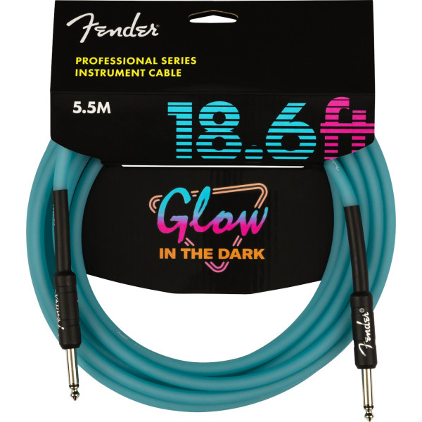 Fender 990818108 - Fender Professional Glow in the Dark Cable, Blue, 18.6'(5m)