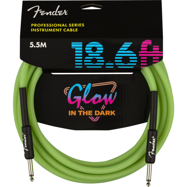 Fender 990818119 - Fender Professional Glow in the Dark Cable, Green, 18.6'(5m)