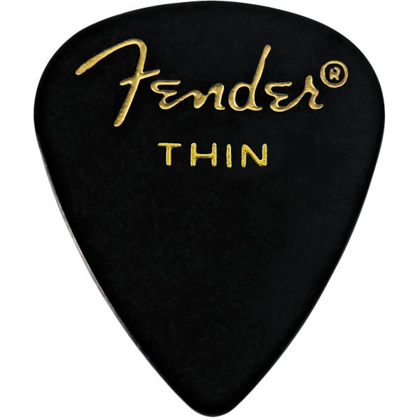Fender 1980351106 - Classic Celluloid, Black, 351 Shape, Thin, 144 Count