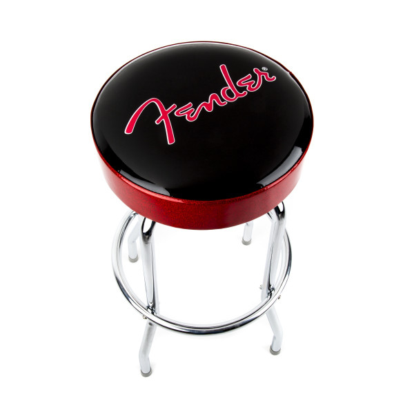 Fender 9192022004 - Fender™ Embossed Black Logo Barstool, Black/Red, 24