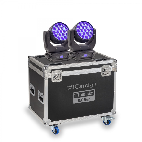 CENTOLIGHT THESIS 1915Z-SET - 2 x Centolight LED Zoom Moving head 19 x 15W LED Thesis 1915 Z with Flight Case
