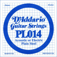 D'Addario PL014 - Plain Steel Guitar Single String, .014