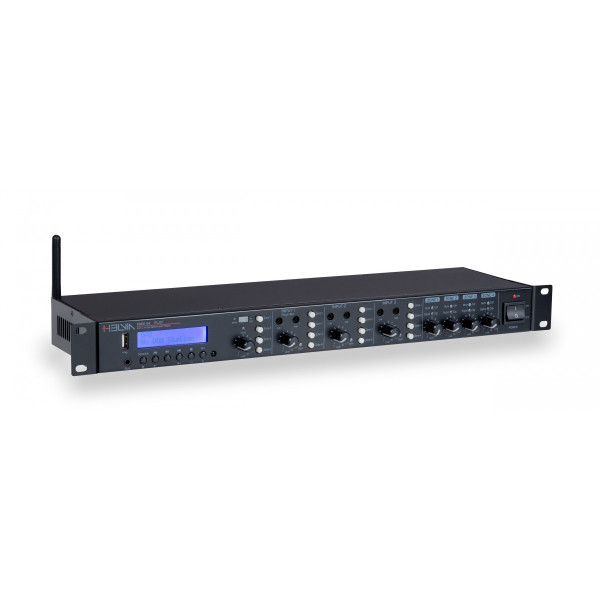 HELVIA HMX-44 PLAY - Rackmount 4-In / 4-Out Matrix Mixer with Multi-Player
