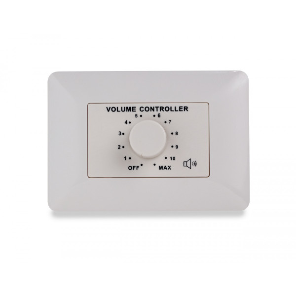 HELVIA MURA 310 - 10W Volume attenuator for 70-100V speakers, 11 positions + Off, with auxiliary line and 24V alarm control