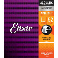 Elixir 11027 80/20 Bronze NanoWeb 11-52 Custom Light akusztikus gitárhúr