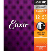 Elixir 11052 80/20 Bronze NanoWeb 12-53 Light akusztikus gitárhúr
