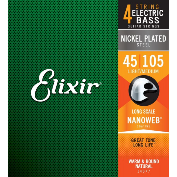 Elixir 14077 NanoWeb Long Scale 45-105 Light/Medium basszus gitárhúr