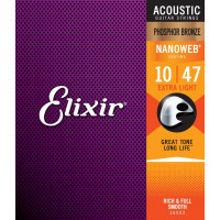 Elixir 16002 Phosphor Bronze NanoWeb 10-47 Extra Light akusztikus gitárhúr