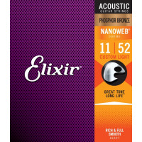 Elixir 16027 Phosphor Bronze NanoWeb 11-52 Custom Light akusztikus gitárhúr