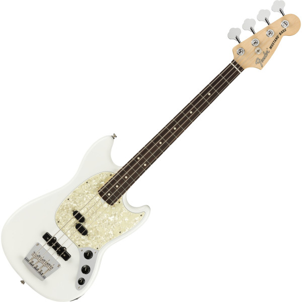 Fender American Performer Mustang Bass RW Arctic White elektromos basszusgitár