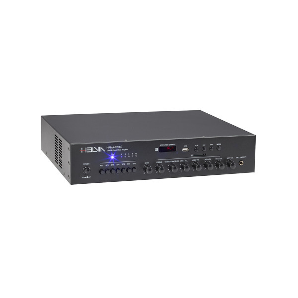 HELVIA HRMA-1206C - 120W  6-zónás integrált keverőerősítő, USB/SD/FM funkcióval