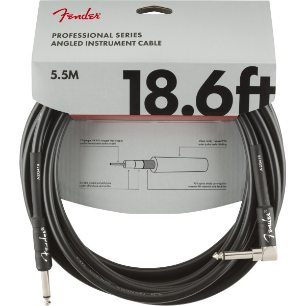 Fender Professional Series 5,5 m Black pipás gitárkábel Fender Professional Series 5,5 m Black pipás gitárkábel