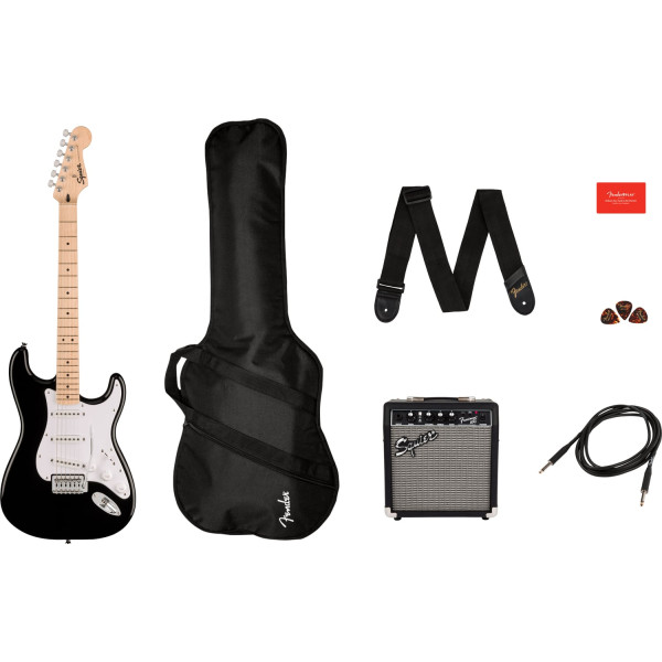 Squier Sonic Stratocaster Pack MN Black elektromos gitárszett Squier Sonic Stratocaster Pack MN Black elektromos gitárszett