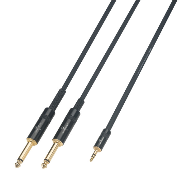 SOUNDSATION WM-MJ2J50 - Wiremaster adapterkábel Mini jack sztereo 3,5 - 2 x Jack 6,3 Mono / 5m