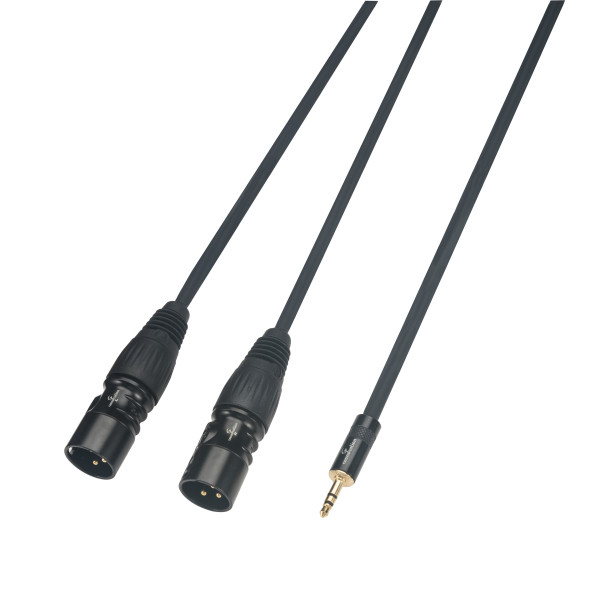 SOUNDSATION WM-MJ2XLR15 - Wiremaster adapterkábel Mini jack sztereo 3.5 - 2 x papa XLR / 1.5 m