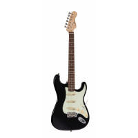 SOUNDSATION RIDER-RETRO-R BK - Double cutaway elektromos gitár 3 single coil pickuppel és vintage kulcsokkal (Wilkinson mechanika, eco-rózsafa fogólap)