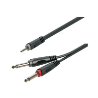 SOUNDSATION SJJJ-15BK - Y-adapter kábel: 3.5mm Jack papa SZTEREO - 2x6.3mm Jack papa MONO / 1.5m