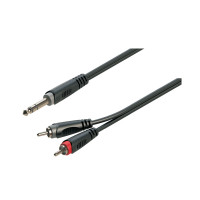 SOUNDSATION JRR-15BK - Y-adapter kábel: 6.3mm Jack papa SZTEREO - 2xRCA papa / 1.5m