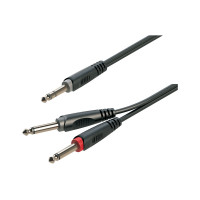 SOUNDSATION JJJ-15BK - Y-adapter kábel: 6.3mm Jack papa SZTEREO - 2x6.3mm Jack papa MONO / 1.5m