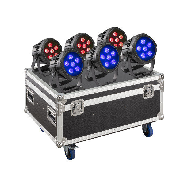 SOUNDSATION PORTRAIT-610 SET - 6 db akkumulátoros  10W 6in1 LED PAR IP65 szett és töltőfunkcióval ellátott flight case