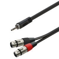 SOUNDSATION GL-JSm2XF1 - Szimmetrikus Y-adapter kábel: 3.5mm Jack papa SZTEREO - 2xXLR 3pólusú mama / 1.5m