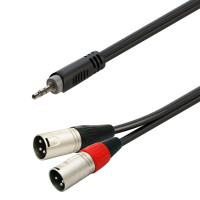 SOUNDSATION GL-JSm2XM1 - Szimmetrikus Y-adapter kábel: 3.5mm Jack papa SZTEREO - 2xXLR 3pólusú papa / 1.5m