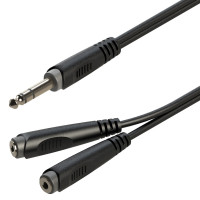 SOUNDSATION GL-JS2JSF02 - Y-adapter kábel: 6.3mm Jack papa SZTEREO - 2x6.3mm Jack mama SZTEREO / 0.2m