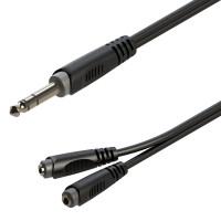 SOUNDSATION GL-JS2JSFm02 - Y-adapter kábel: 6.3mm Jack papa SZTEREO - 2x3.5mm Jack mama SZTEREO / 0.2m