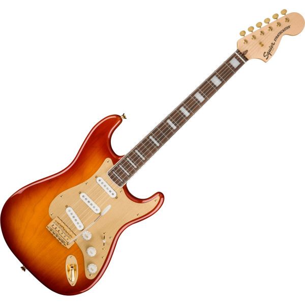 Squier 40th Anniversary Stratocaster Gold Edition LRL Sienna Sunburst elektromos gitár