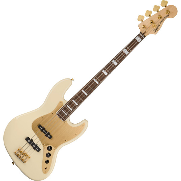 Squier 40th Anniversary Jazz Bass Gold Edition LRL Olympic White elektromos basszusgitár