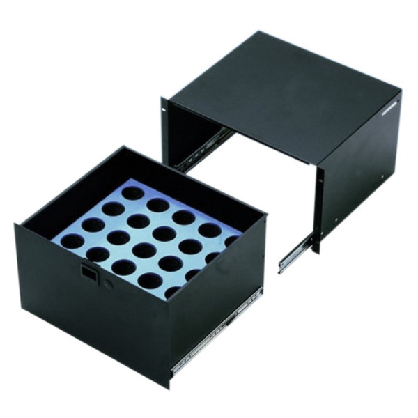 Adam Hall 87406 - 19" 6U 373 mm rack fiók, fekete, kulccsal zárható