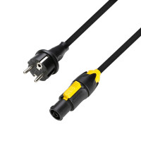 Adam Hall Cables 5 STAR TCON 0300 - tápkábel - 3x1,5 mm-es fekete gumikábel - Neutrik TRUE1 + földelt dugó, 250 V/16 A - 3 m