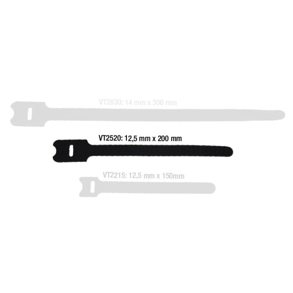Adam Hall Cables VT 2520 - tépőzáras kábelkötegelő - 12,5 x 200 mm, fekete, 10 darabos kiszerelés