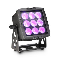 Cameo FLOOD 600 IP65 - kültéri, 9 x 12 wattos RGBWA+UV LED-es reflektor, lapos fekete házban