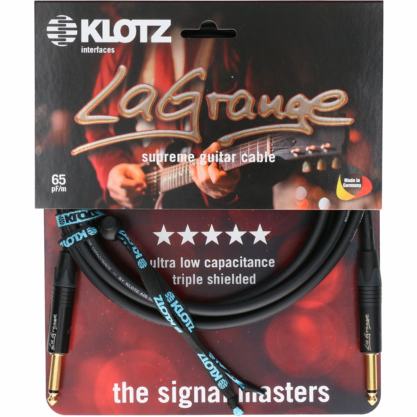 Klotz LA-GPP0300 - LaGrange supreme gitárkábel, egyenes jack csatlakozók, aranyozott érintkezők, 3 m