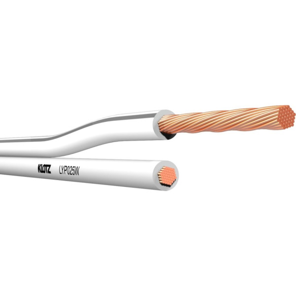 Klotz LYP025W - lapos hangfalkábel, 2x2,5 mm, fehér, a gyári kiszereléstől eltérő hosszban
