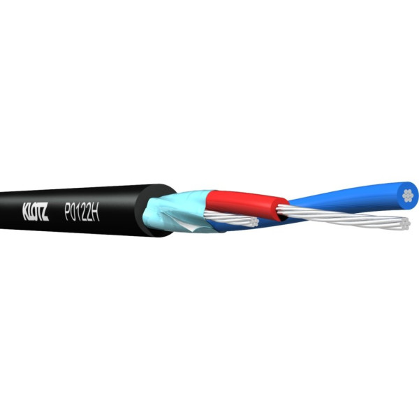 Klotz P0122H.200 - installációs tűzálló, sodrott 2x0,22 mm kábel, fekete, 200 m