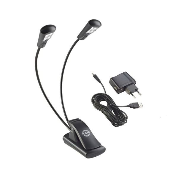 König & Meyer 12245 - kottalámpa - Double4 Flex Light 2x4 LED (2x1700 lux), csíptethető, elemmel és a tartozék AC adaprel táplálható,fekete König & Meyer 12245 - kottalámpa - Double4 Flex Light 2x4 LED (2x1700 lux), csíptethető, elemmel és a tartozék AC adaprel táplálható,fekete