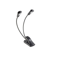 König & Meyer 12246 - kottalámpa - Double4 Flex Light 2x4 LED (2x1700 lux), csíptethető, elemmel vagy AC adaprel táplálható, flexibilis, fekete